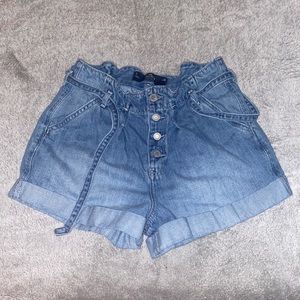 womens ultra high rise paper bag mom denim shorts